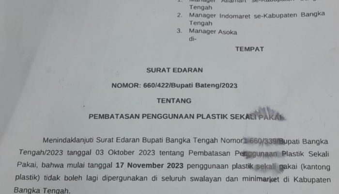 Pemkab Bateng Mulai Berlakukan Larangan Kantong Plastik di Minimarket