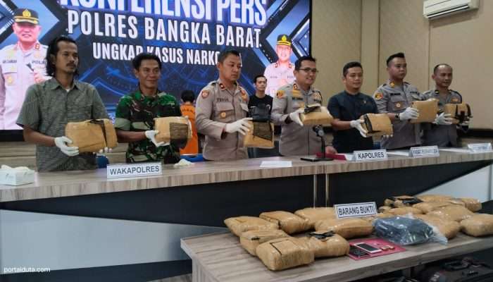 Polres Bangka Barat Dapat Tangkapan Besar 24 Kilogram Ganja dan 2 Kurir