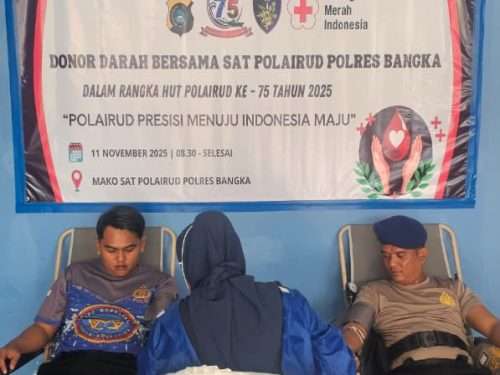 HUT ke-75, Polairud Bangka Kumpulkan 30 Kantong Darah