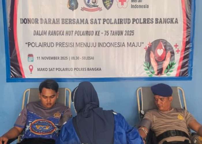 HUT ke-75, Polairud Bangka Kumpulkan 30 Kantong Darah