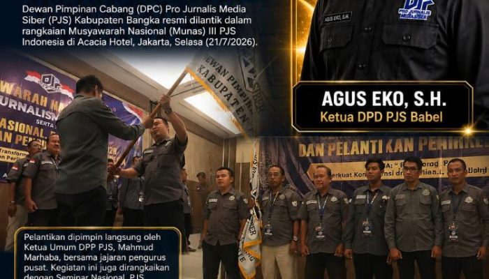 Agus Eko Ucapkan Selamat, Bojes Irawan Resmi Nahkodai DPC PJS Kabupaten Bangka
